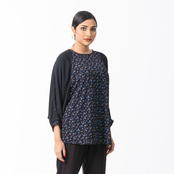 Womens Black Ethnic Top