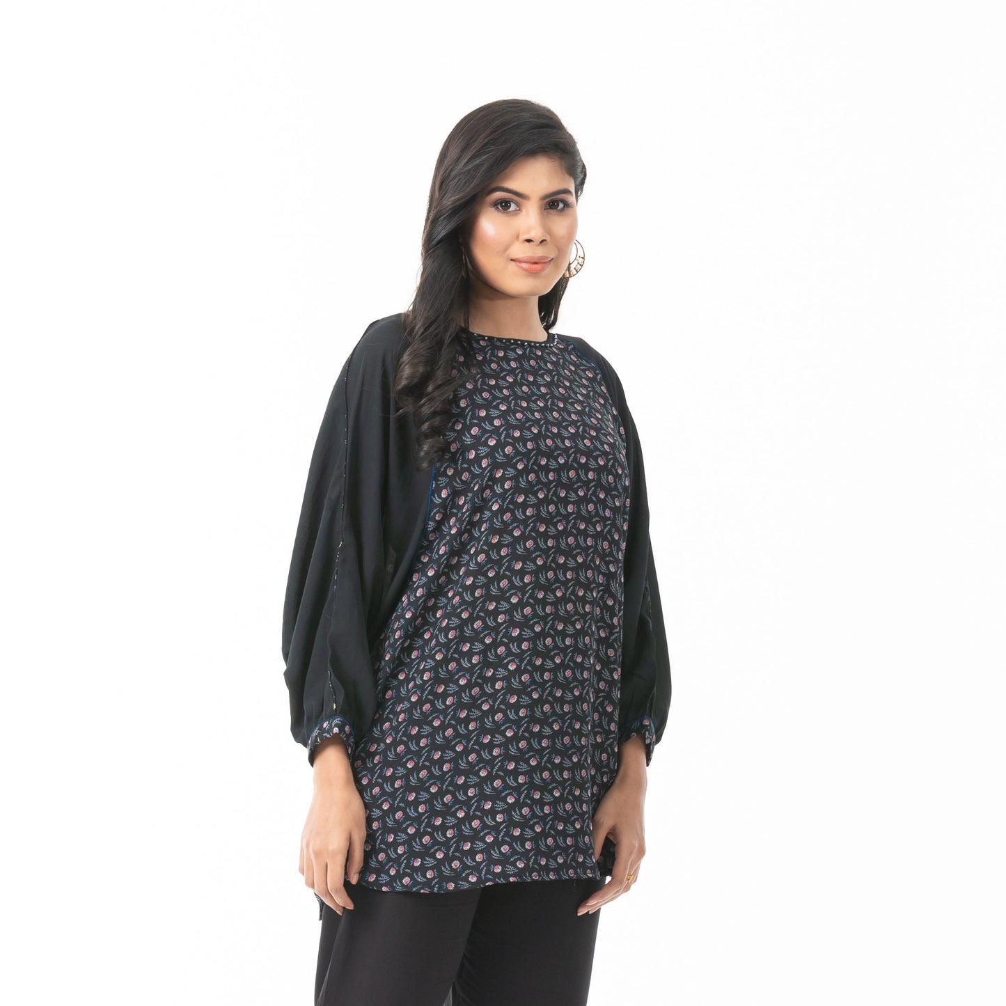 Womens Black Ethnic Top