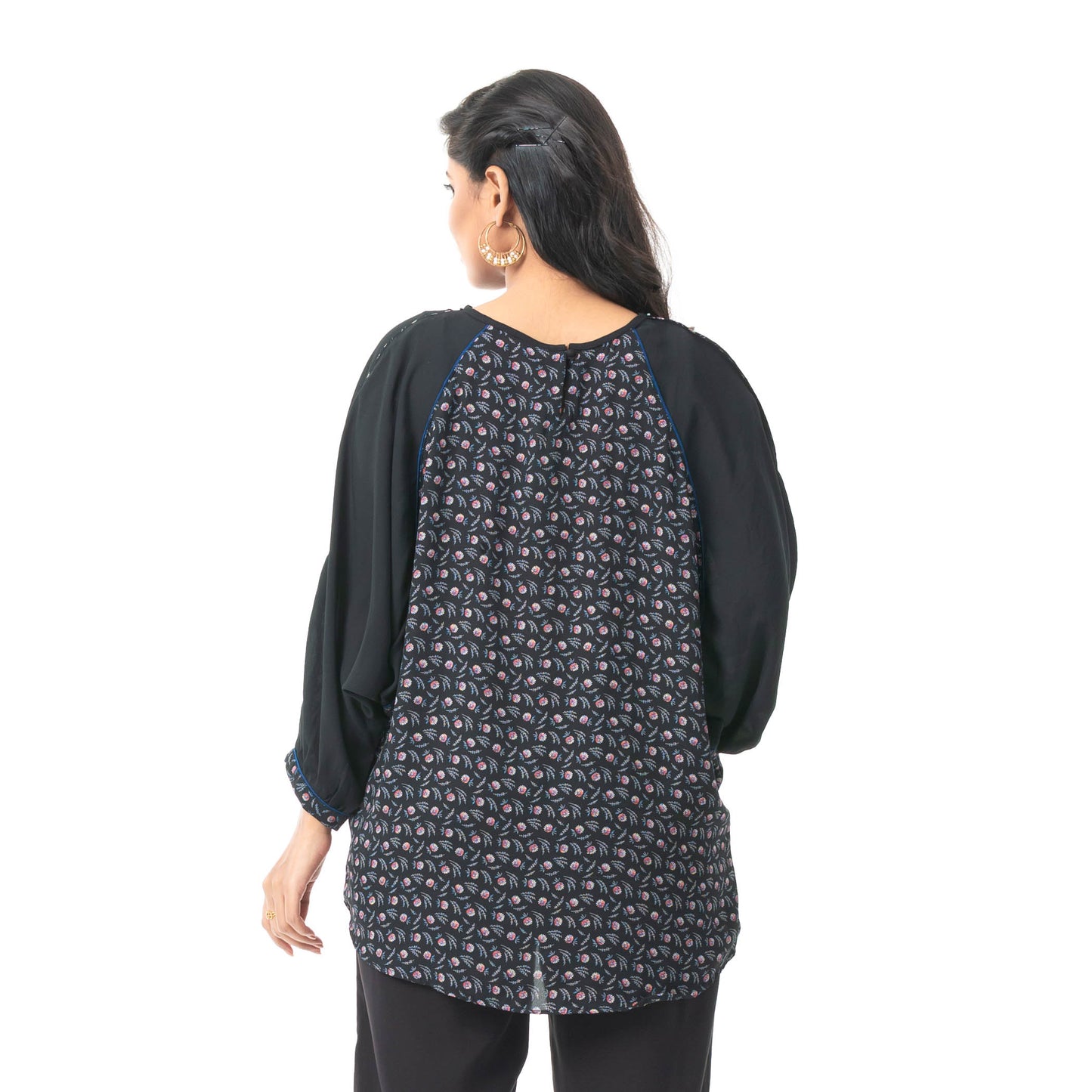 Womens Black Ethnic Top