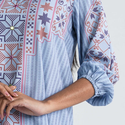 Women's Light Blue Silk Top