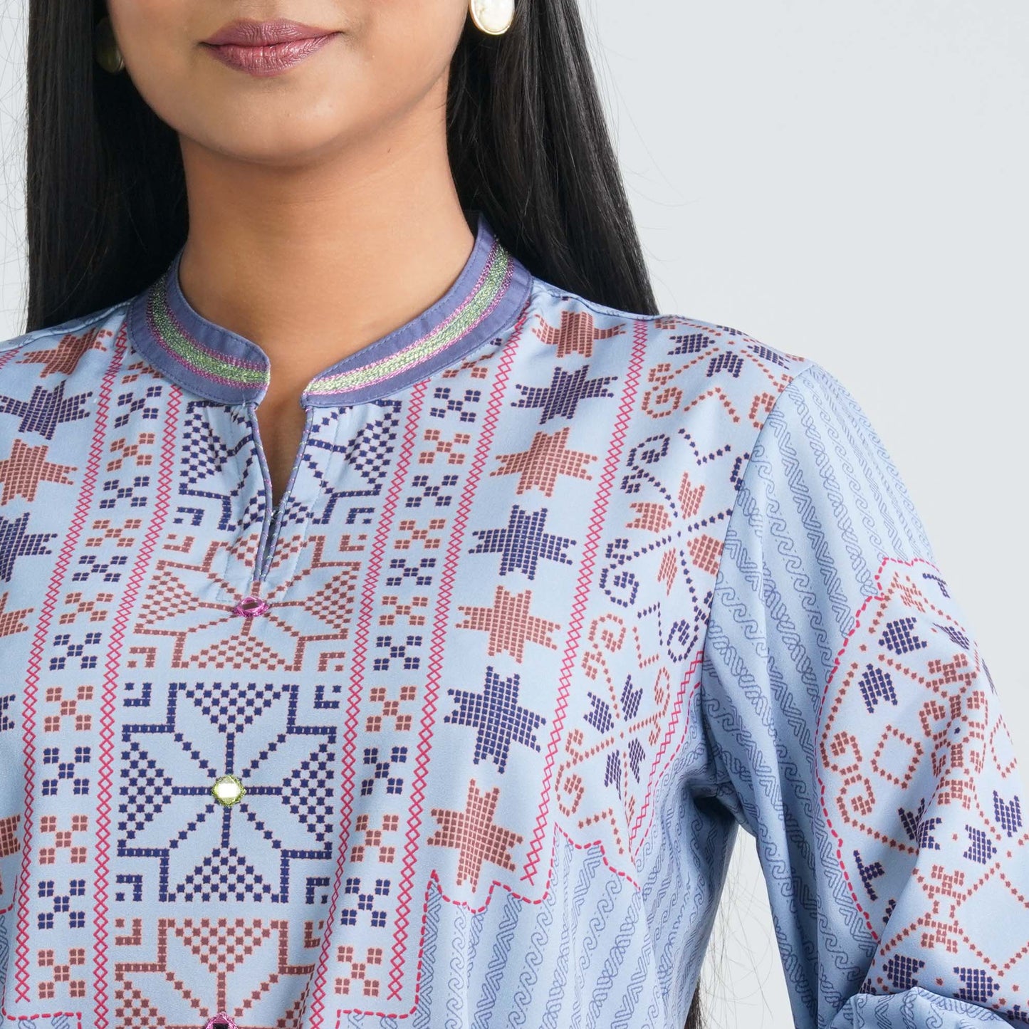 Women's Light Blue Silk Top