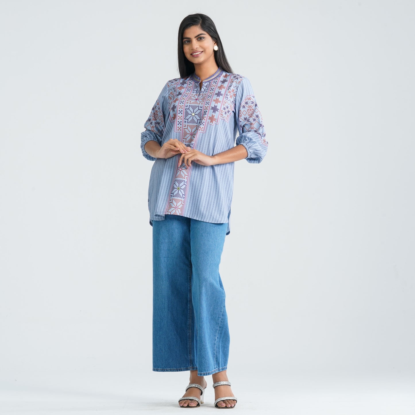 Women's Light Blue Silk Top