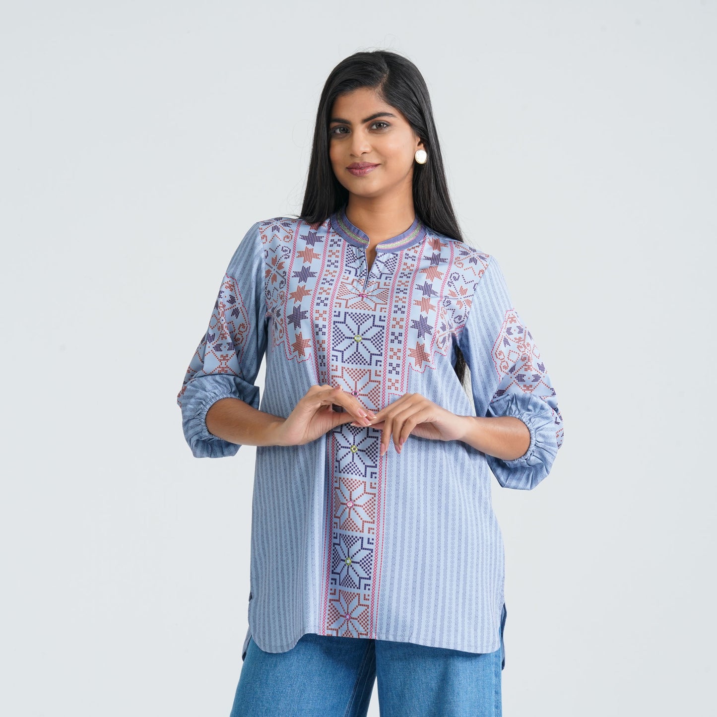 Women's Light Blue Silk Top