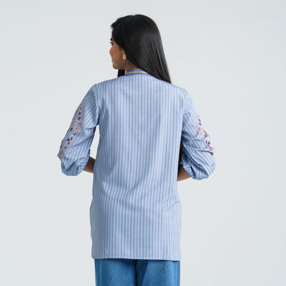 Women's Light Blue Silk Top