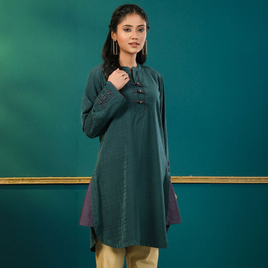 Womens Green Karchupi Silk Tunic