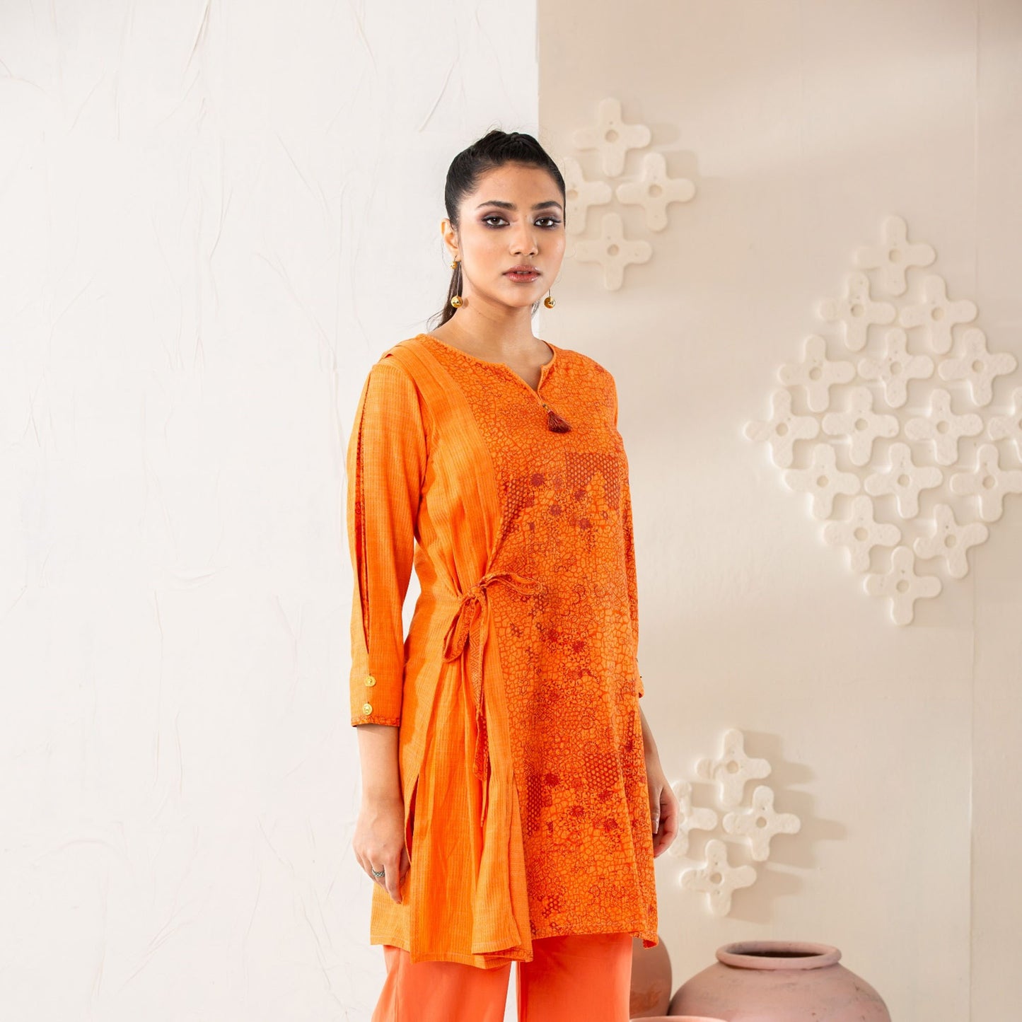 Womens Ethnic Tunic-Orange