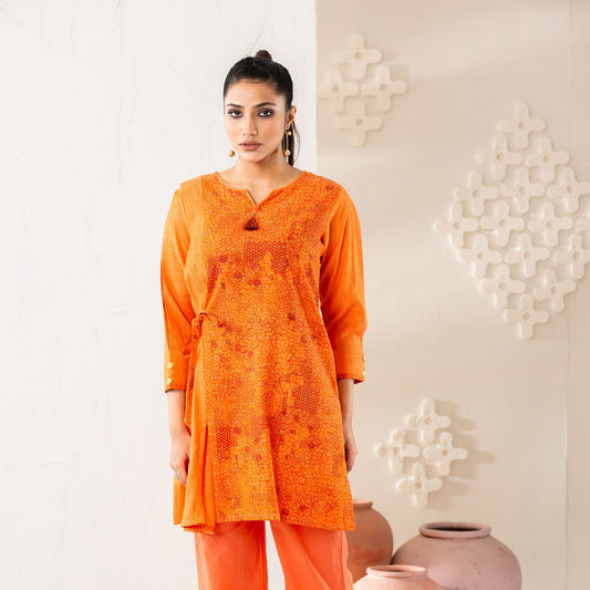 Womens Ethnic Tunic-Orange