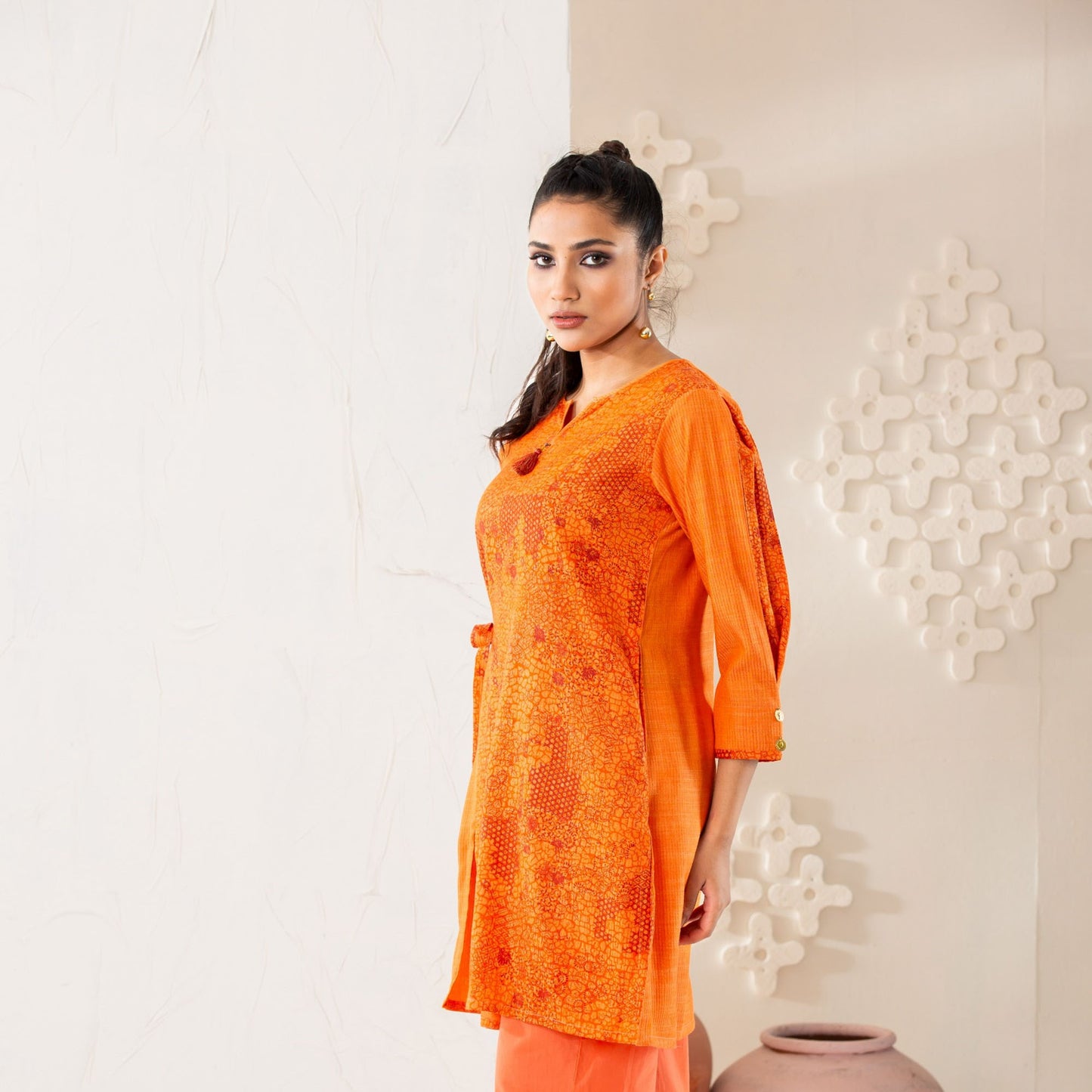 Womens Ethnic Tunic-Orange