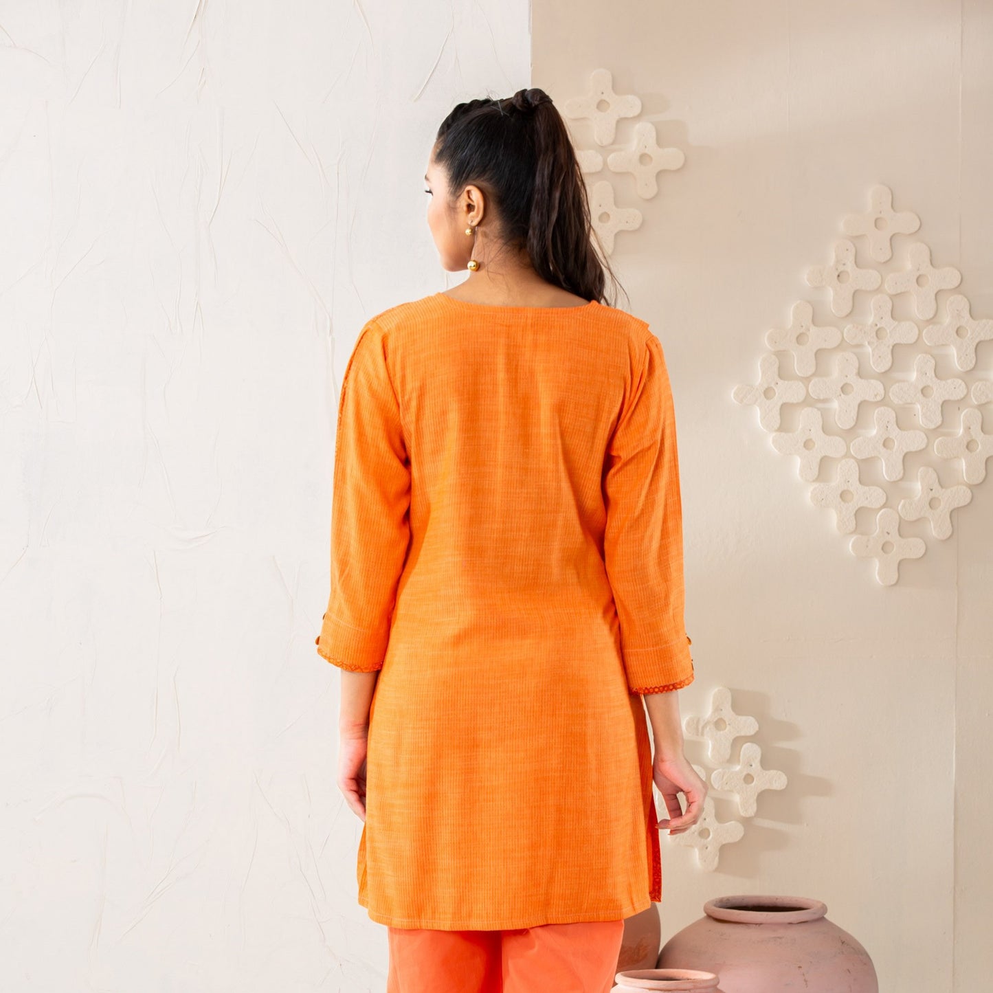 Womens Ethnic Tunic-Orange