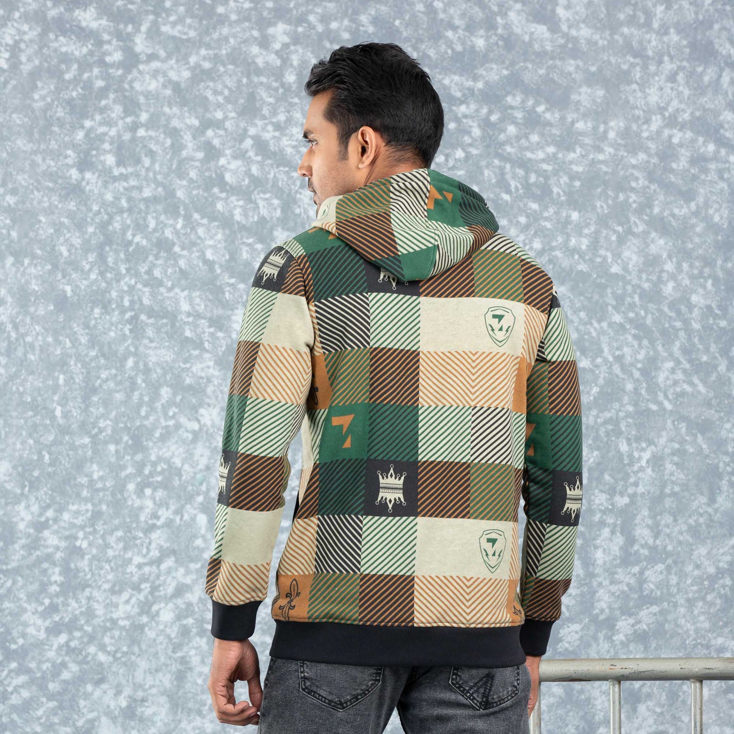 Mens Hoodie- Black Aop