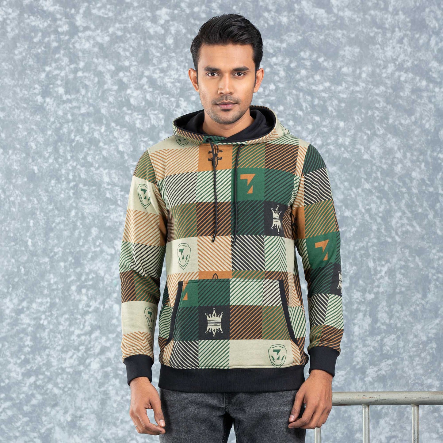 Mens Hoodie- Black Aop