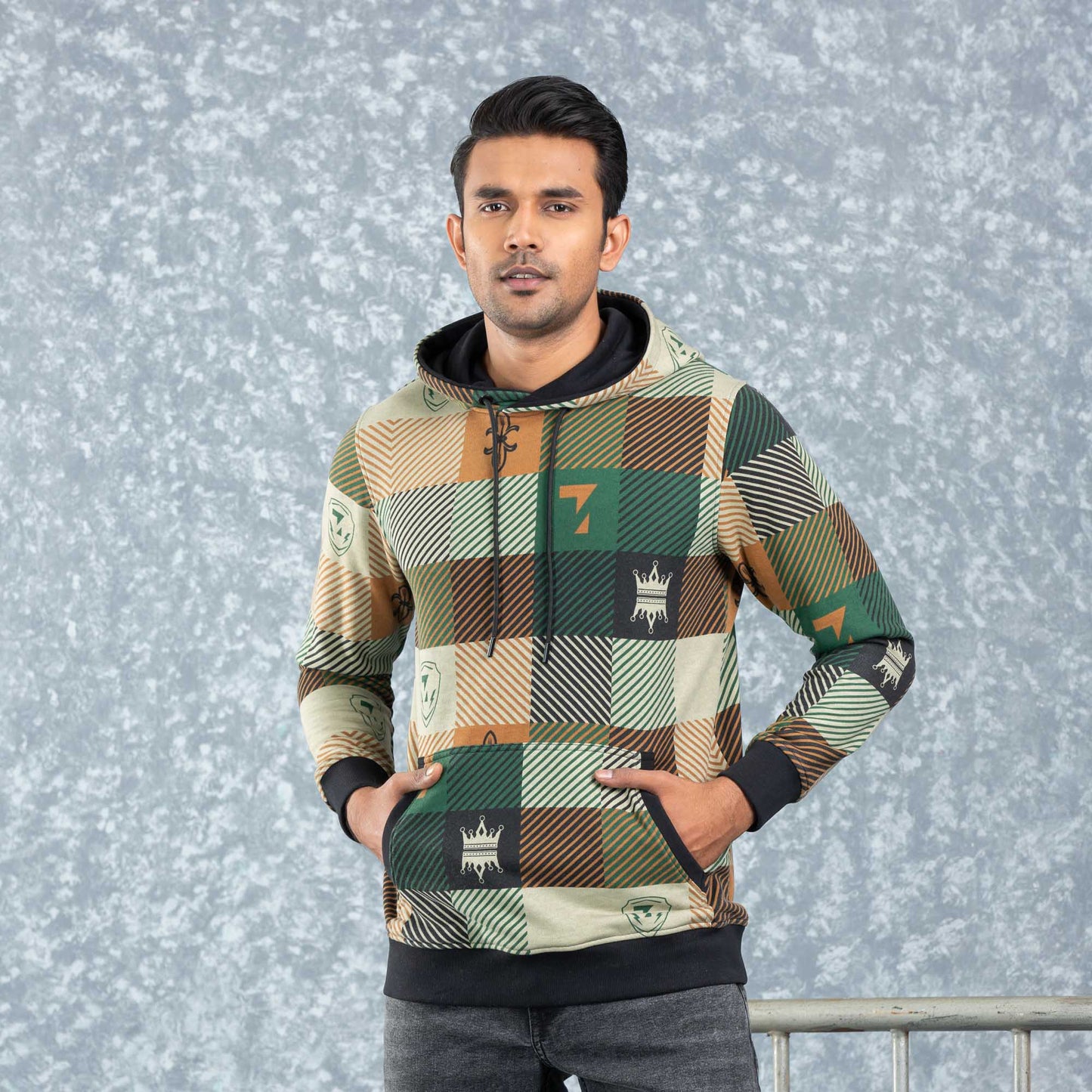 Mens Hoodie- Black Aop