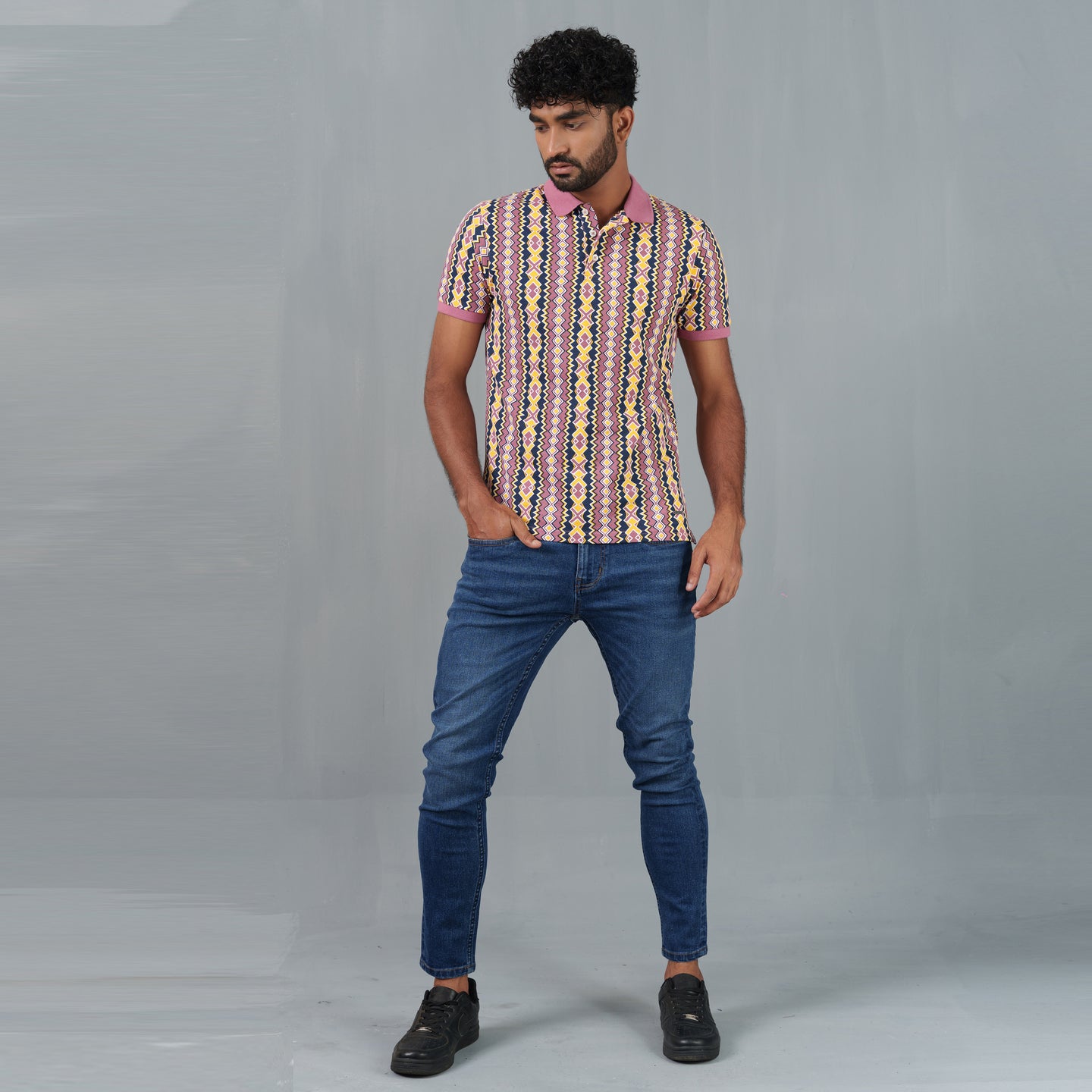 Mens Polo- Pink & Navy