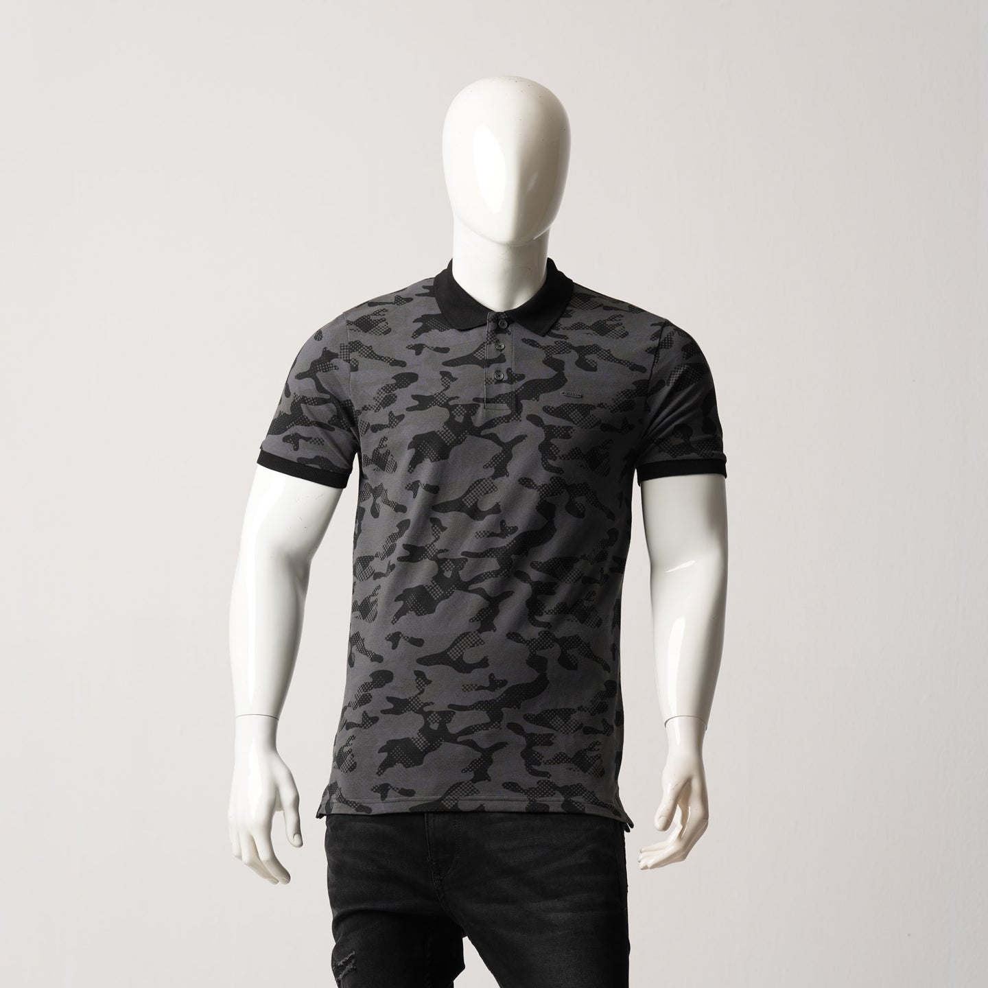 MENS POLO-BLACK AOP