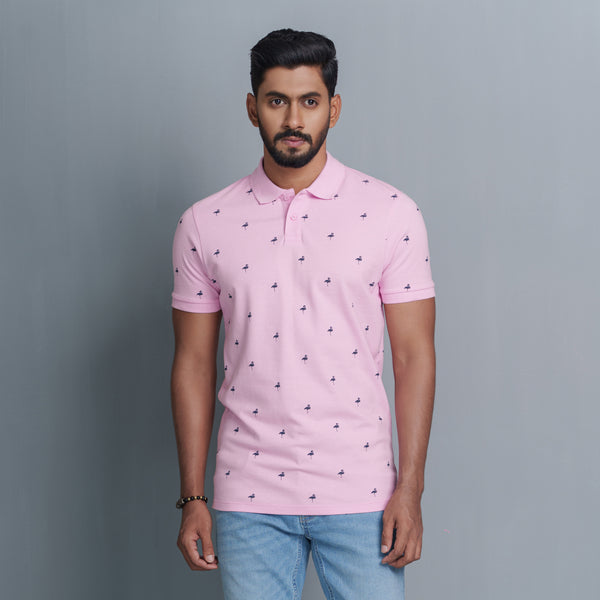 Mens Casual Light Pink Polo