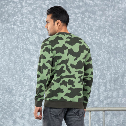 Mens Sweatshirt-Olive Camo