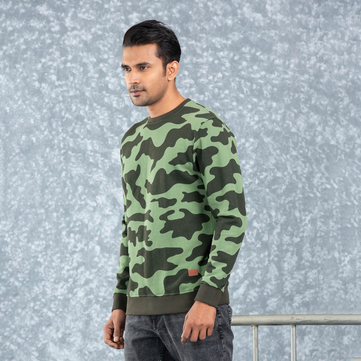 Mens Sweatshirt-Olive Camo