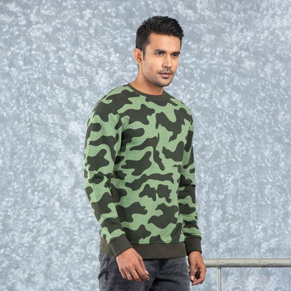 Mens Sweatshirt-Olive Camo