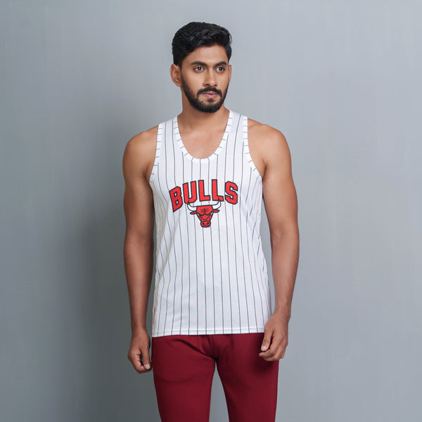 Mens Tank Top- White & Red