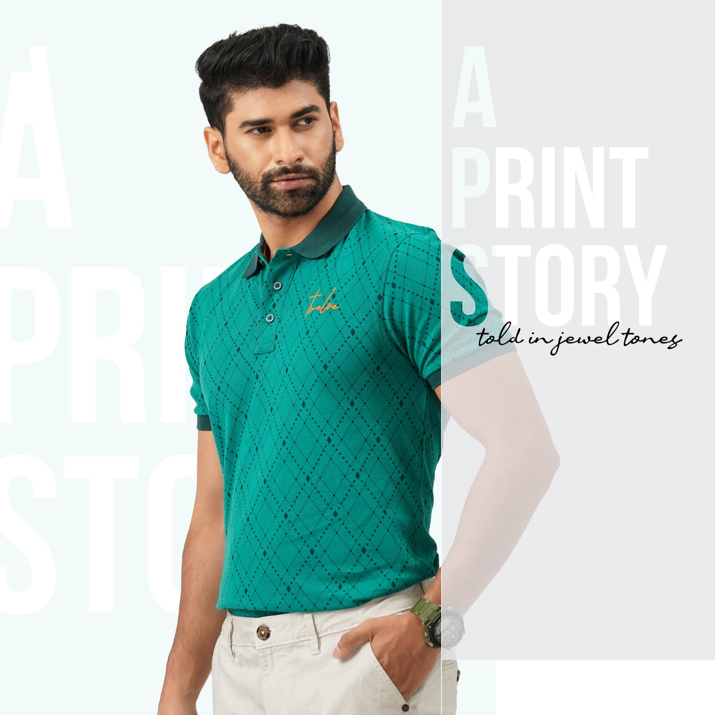 Mens Green Polo T-Shirt