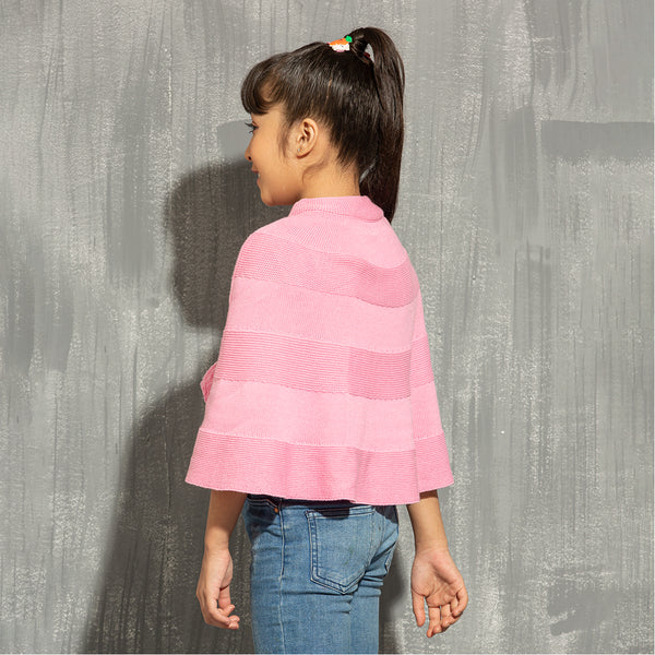 Girls Poncho- Pink