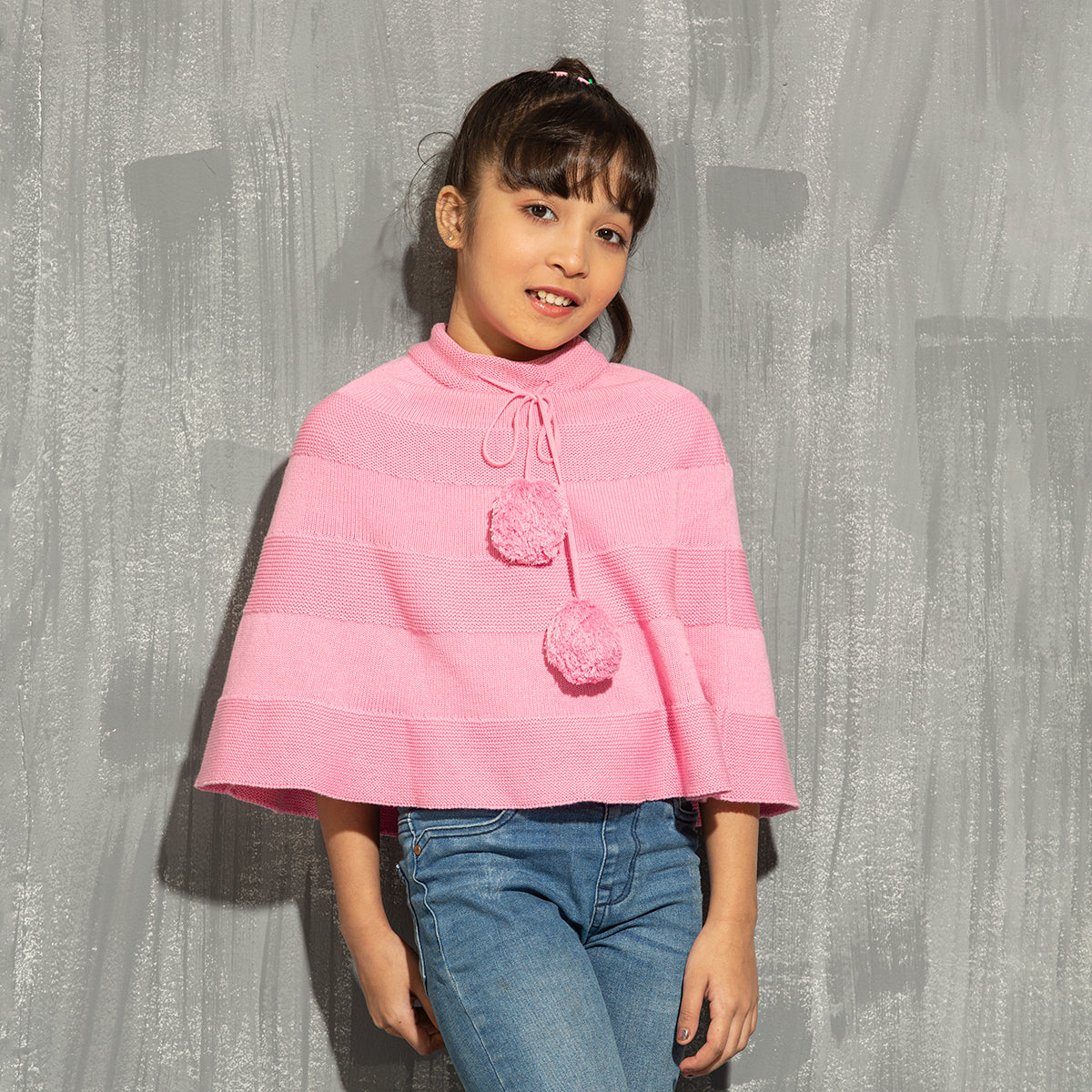 Girls Poncho- Pink