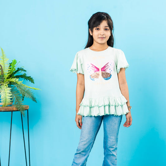 Girls' Aqua Graphic T-Shirt