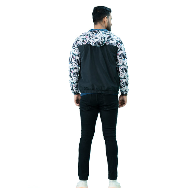 Mens Windbreaker- Black White