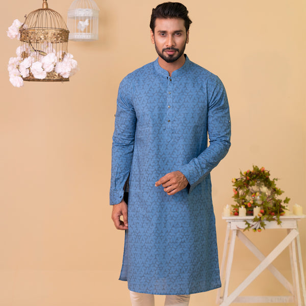 Mens Basic Panjabi-Blue
