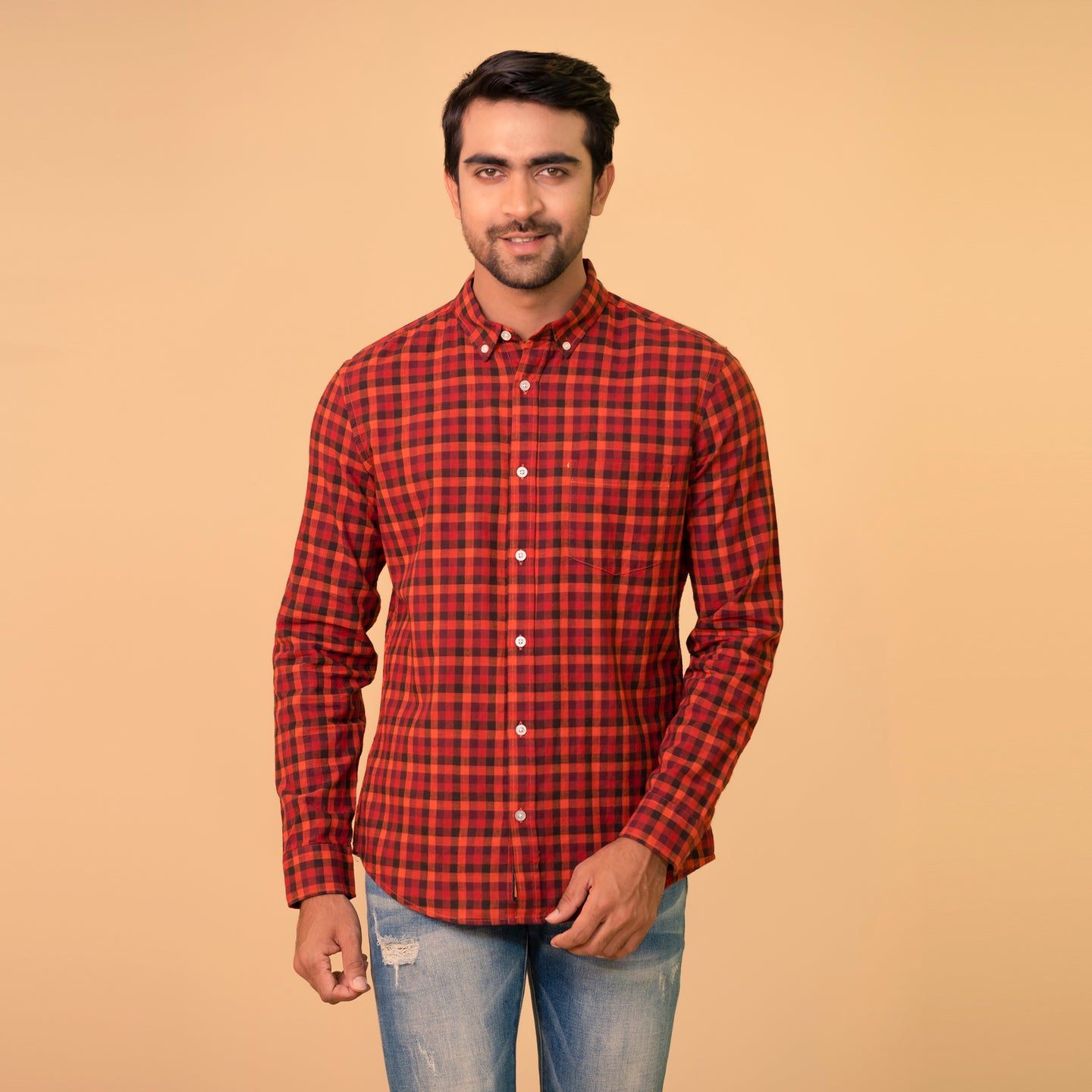 Mens Casual Shirt-Cinnamon