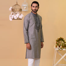 Load image into Gallery viewer, Mens Embroidery Panjabi-Grey 1
