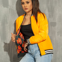 Load image into Gallery viewer, Womens Reversible Bomber- Red Aop
