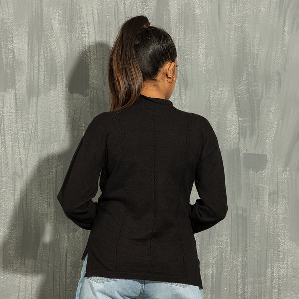 Long Sleeve Ladies Pullover- Black