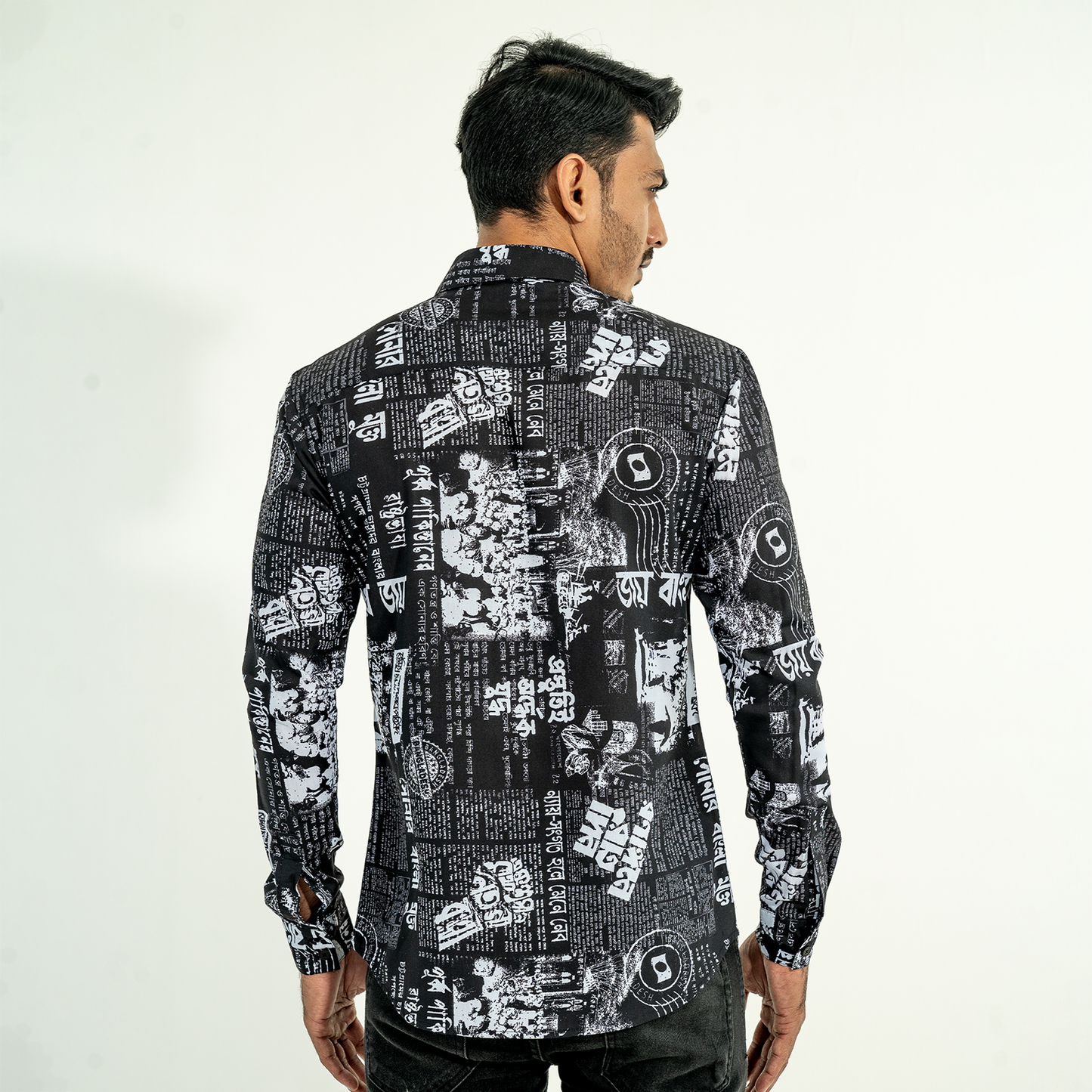 Mens Casual Shirt- Black/White