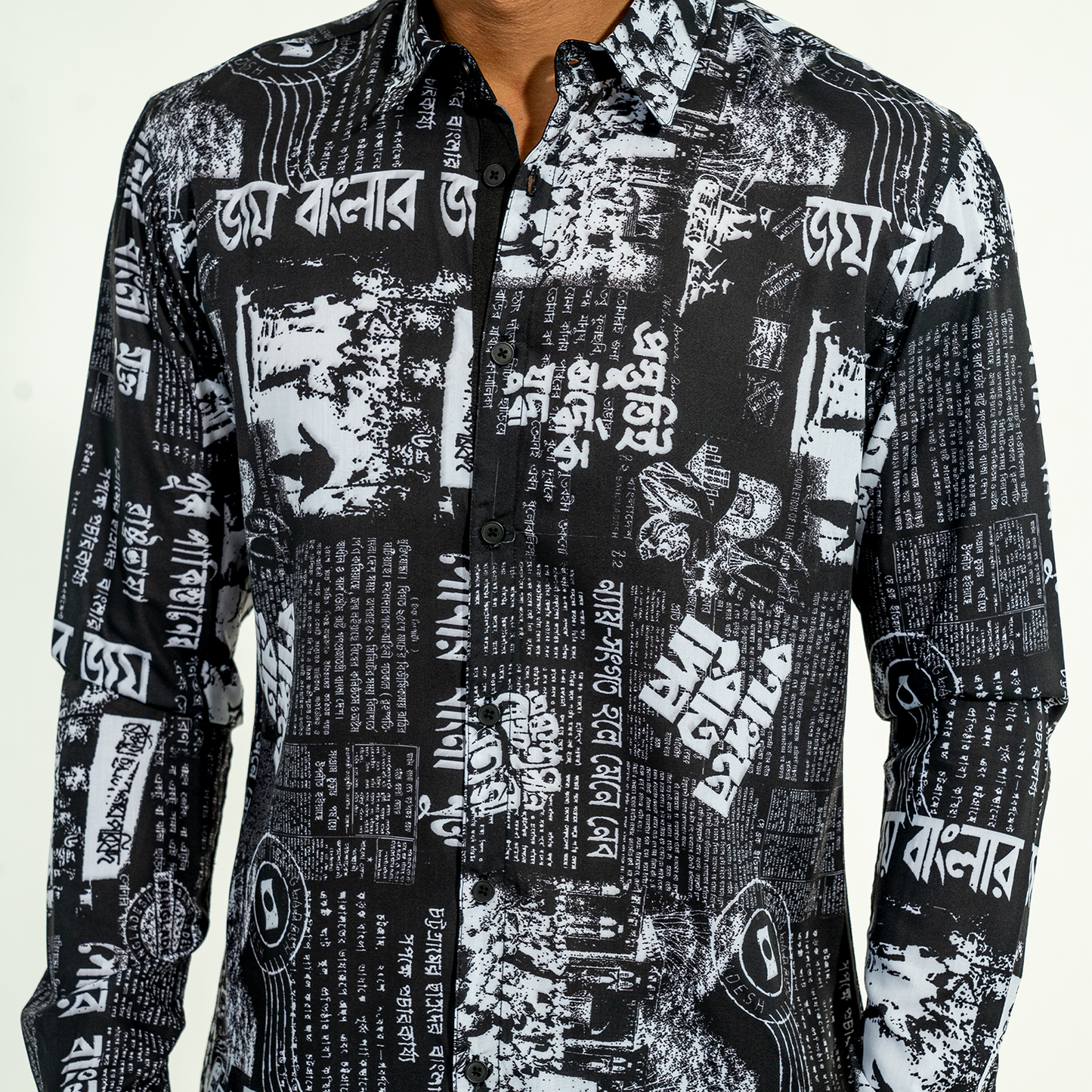 Mens Casual Shirt- Black/White