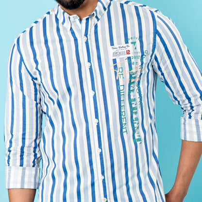 Men's Blue-White Striped Shirt