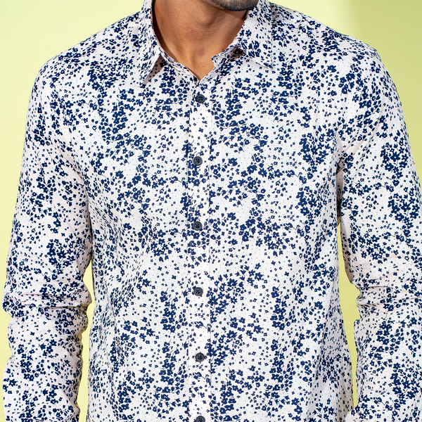 Mens Black-Peach Floral Shirt