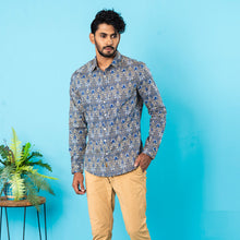 Load image into Gallery viewer, Mens Casual Shirt- Navy/Yellow
