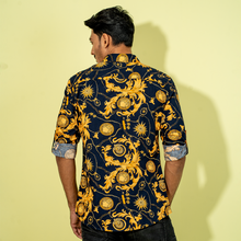 Load image into Gallery viewer, Mens Casual Shirt- Navy/Yellow
