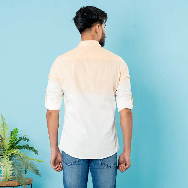 Mens Casual Shirt- Orange/White