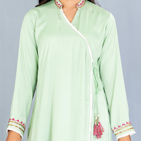 Women Lime Embroidered Kurti