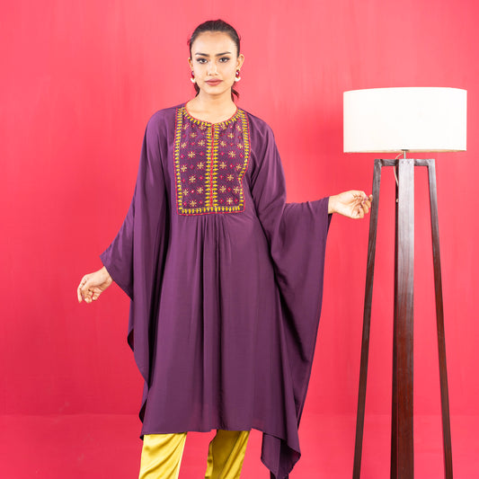 Womens Premium Kurti- Eggplant