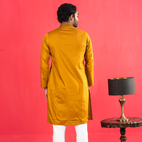 Mens Karchupi Panjabi- Yellow Ochre