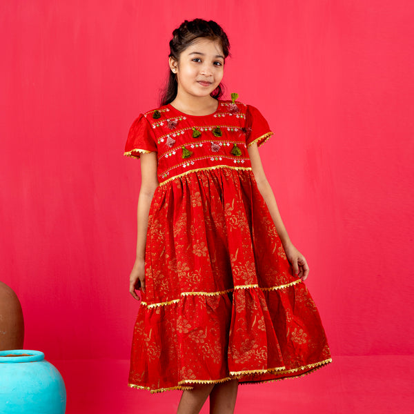 Girls Frock- Red