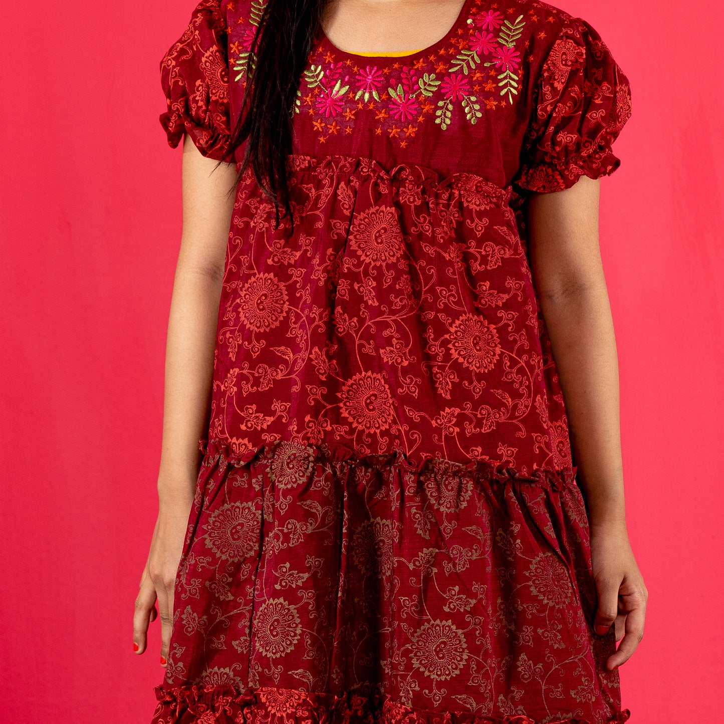 Girls Frock- Maroon