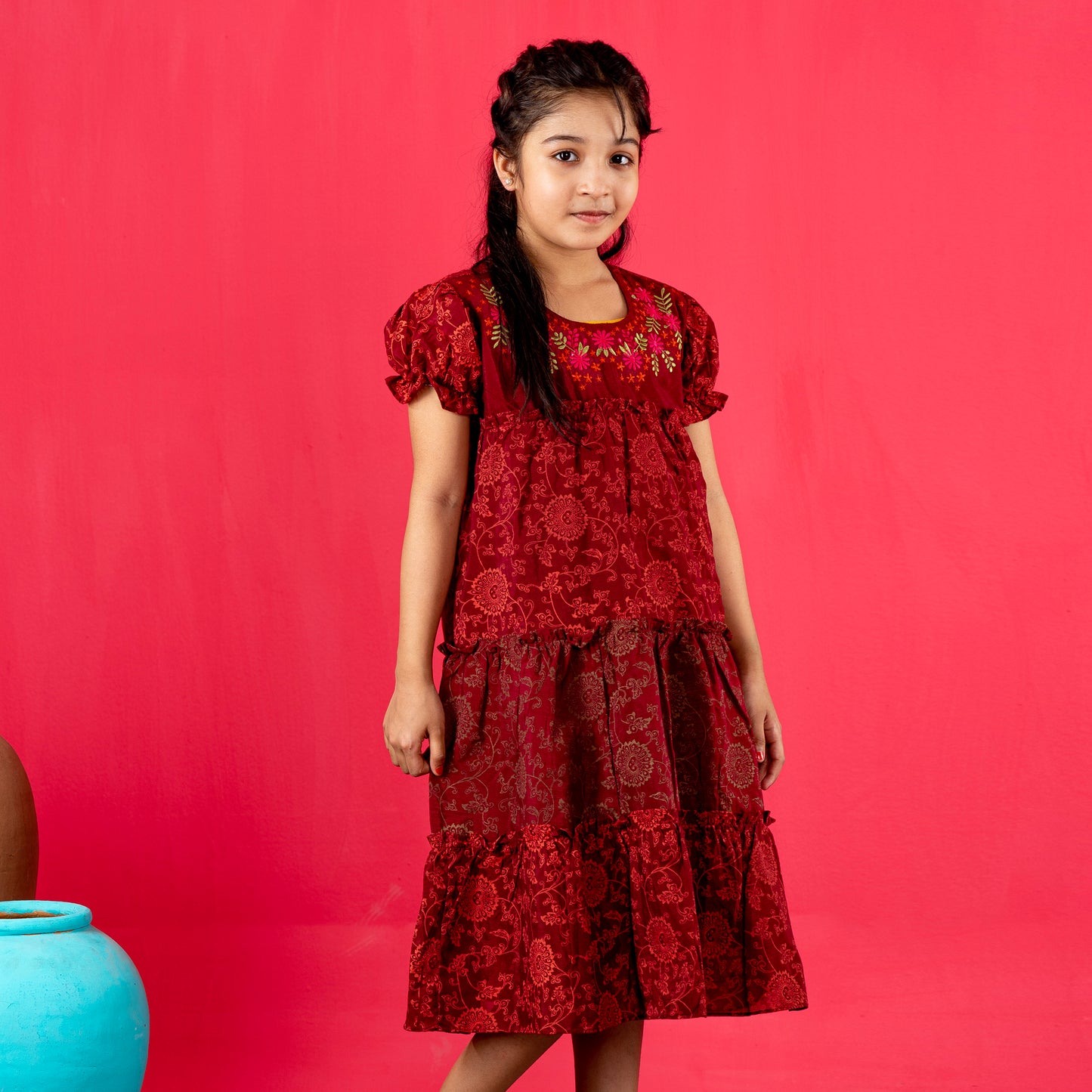 Girls Frock- Maroon