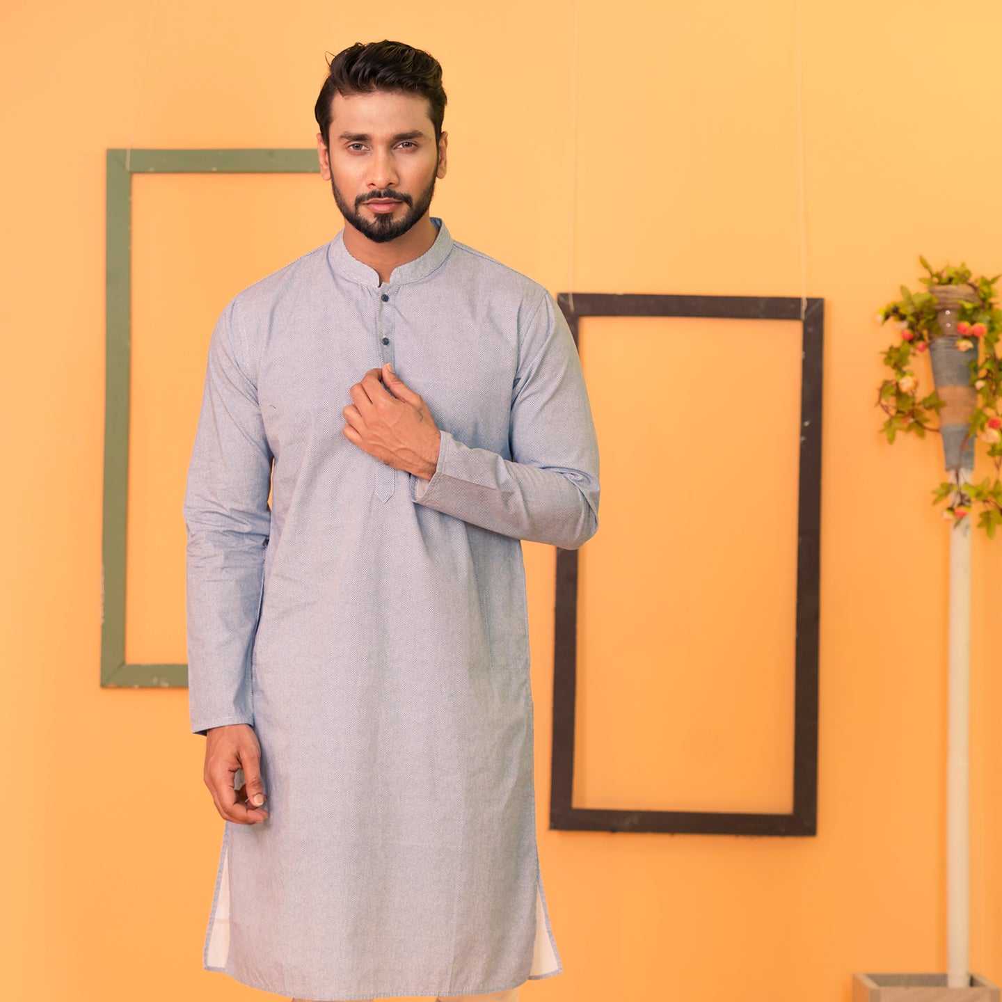 Mens Basic Panjabi-Blue-1