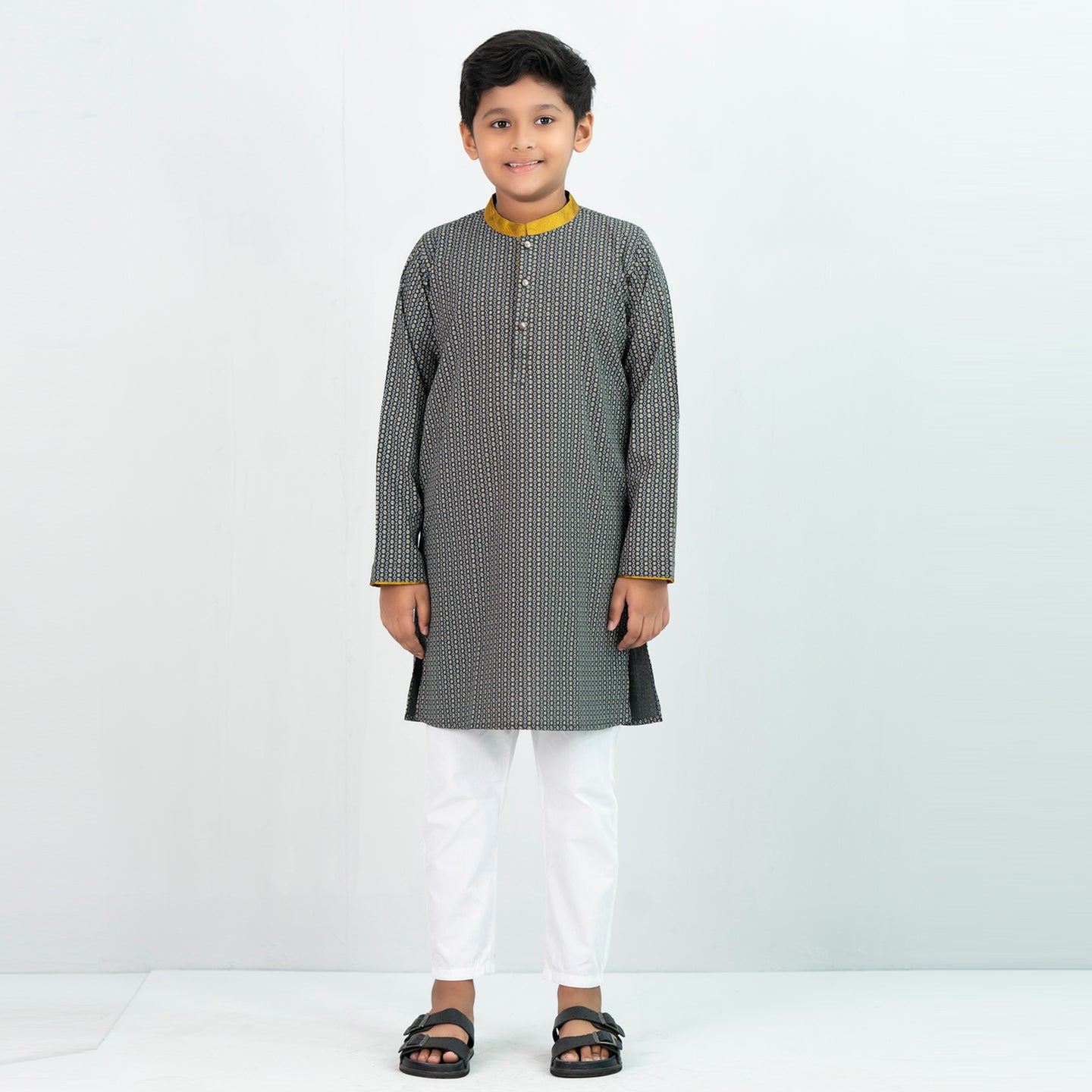 Boys Panjabi- Grey Printed