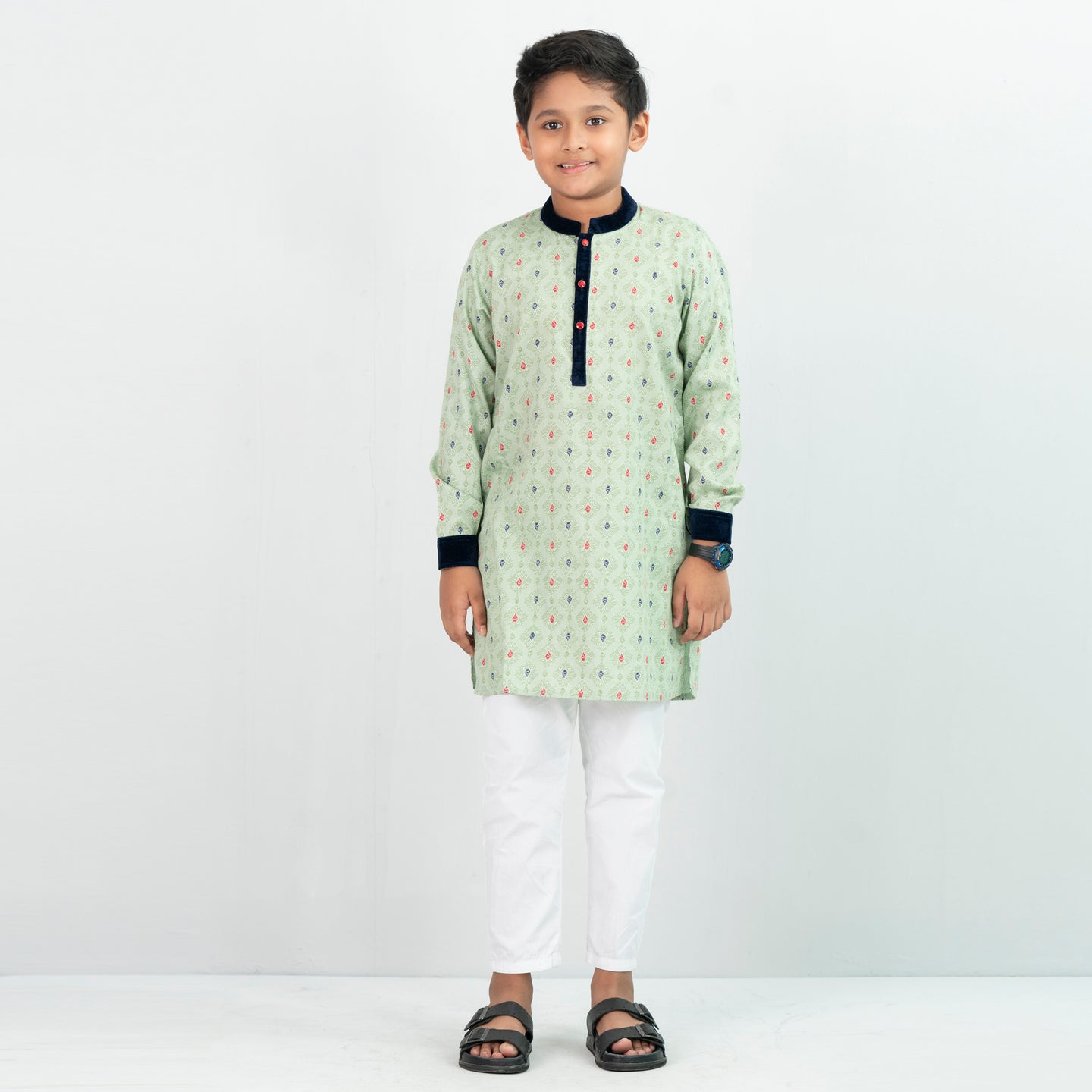 Boys Panjabi- Green Printed