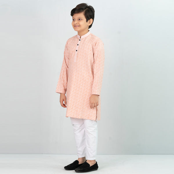 Boys Coral Printed Panjabi